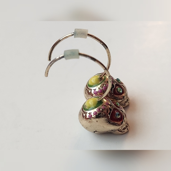 Betsey Johnson Gold and Pink Skull Earrings - Picture 3 of 5